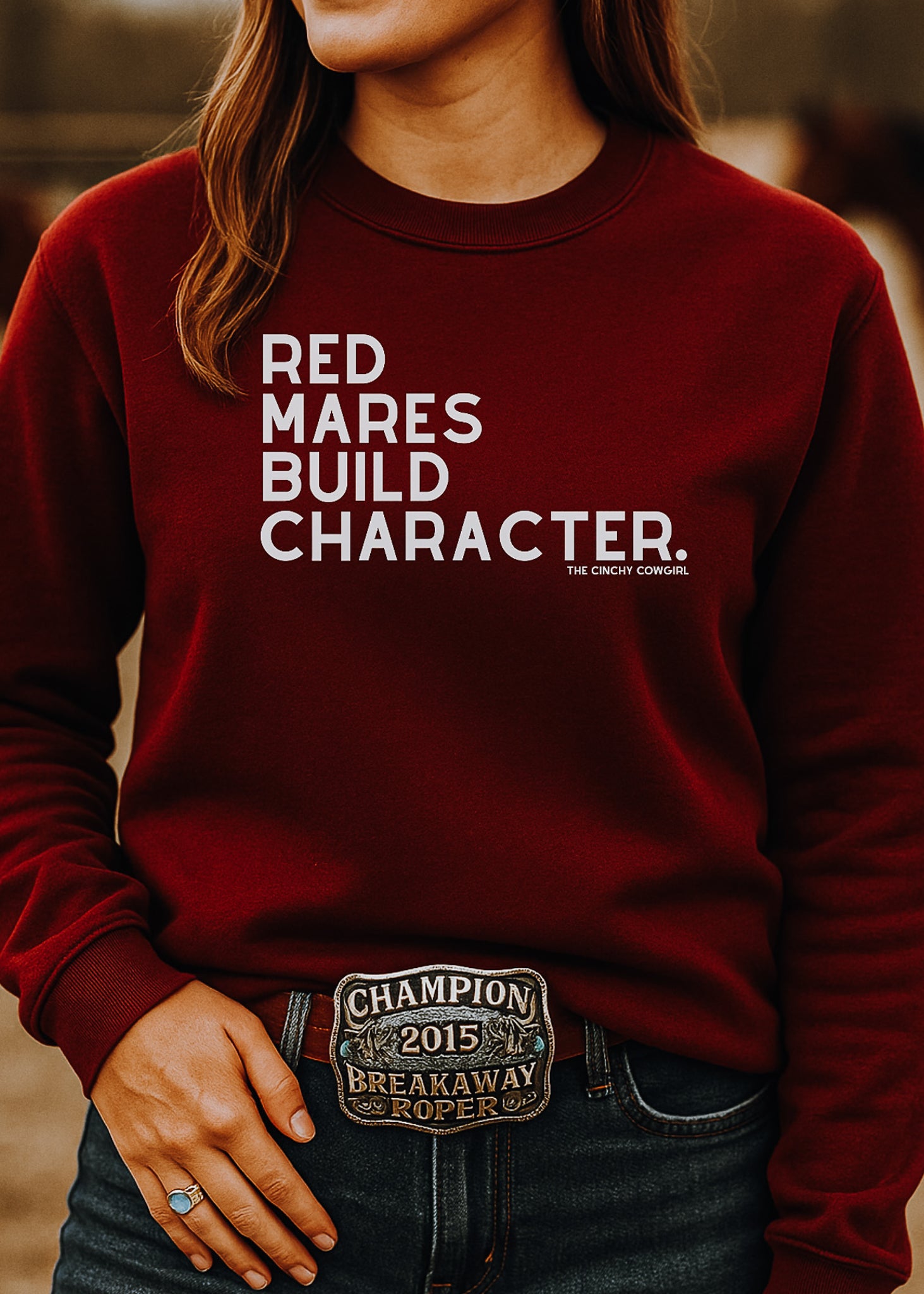 Red Mares Build Character Pullover Graphic Pullover The Cinchy Cowgirl
