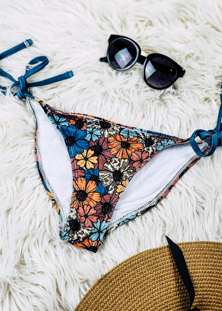 Retro Floral Cowhide Bikini Bottoms