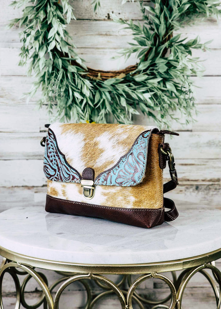 Ridge Cowhide Crossbody Handbag
