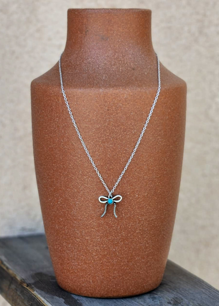 Rope Bow Necklace necklace Blue Tortoise