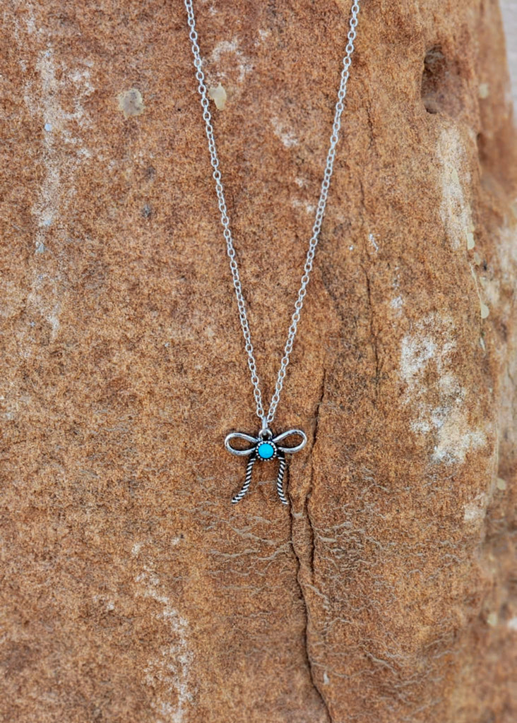 Rope Bow Necklace necklace Blue Tortoise