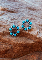 Round Stone Bead Stud Earring Earrings Blue Tortoise