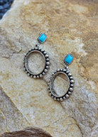 Western Round Hoop Style Stud Earrings Earrings Blue Tortoise