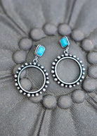 Western Round Hoop Style Stud Earrings Earrings Blue Tortoise