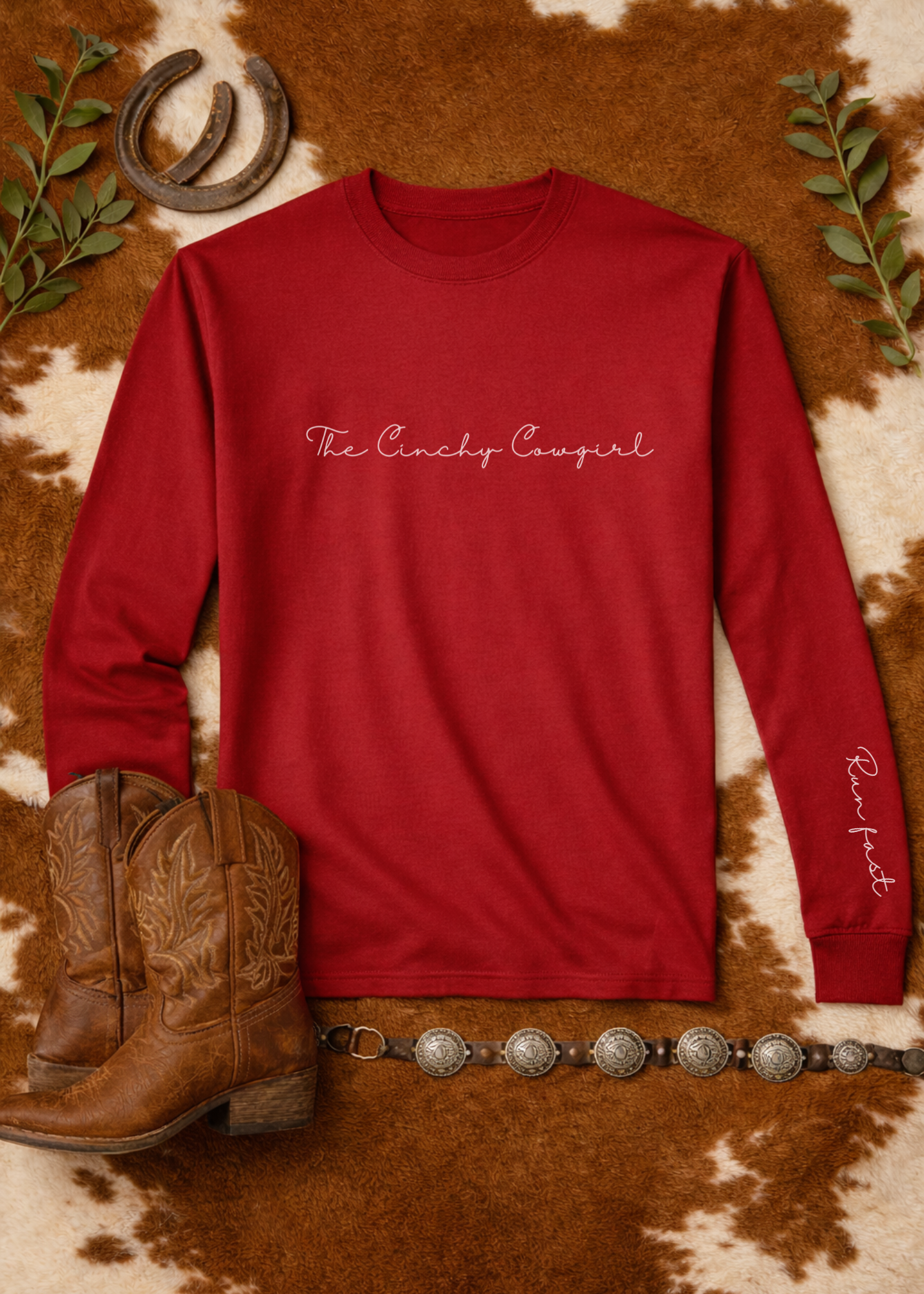 Run Fast Long Sleeve Graphic Tee graphic tee long sleeve The Cinchy Cowgirl