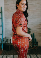 Rust Aztec Southwestern Silky Pajamas pajamas The Cinchy Cowgirl (YC)   