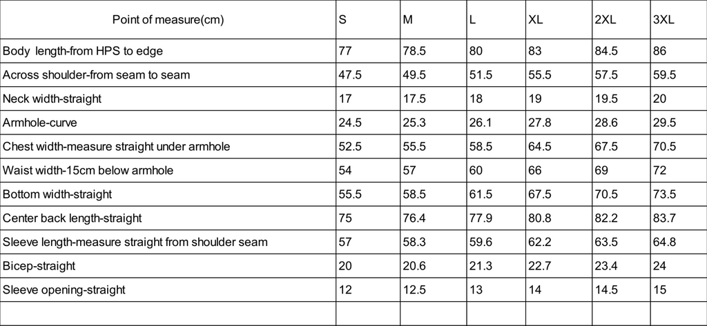 size chart