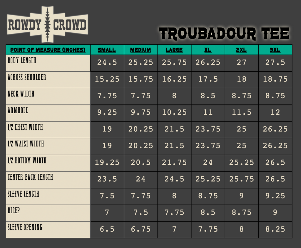 Troubadour Tee Tee Shirt Rowdy Crowd Clothing