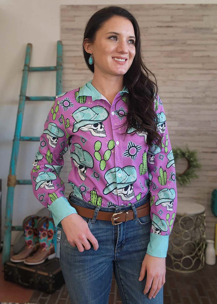 Skull & Zia Long Sleeve Button Down YC Long Sleeve Button Down The Cinchy Cowgirl (YC)   