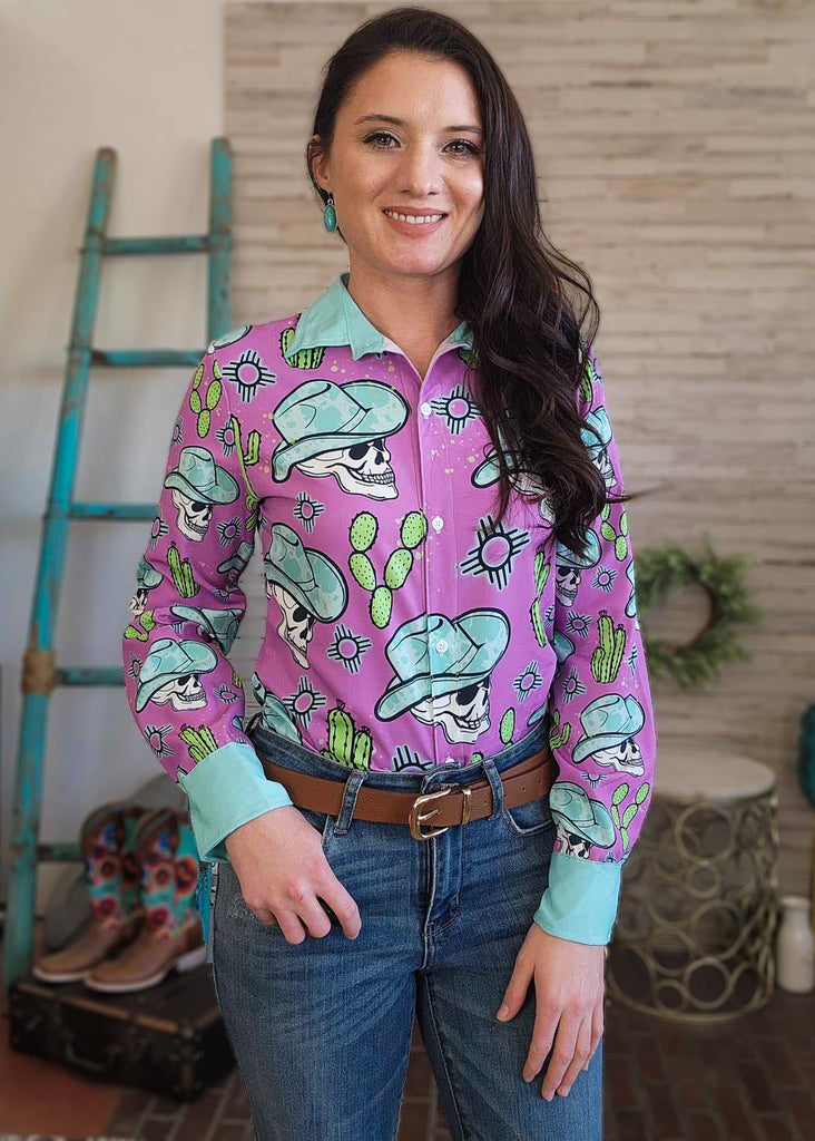 Skull & Zia Long Sleeve Button Down YC Long Sleeve Button Down The Cinchy Cowgirl (YC)   