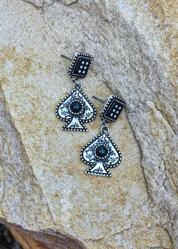 Spade & Dice Stud Earrings Earrings Blue Tortoise