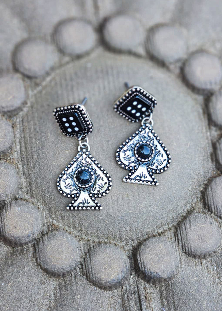 Spade & Dice Stud Earrings Earrings Blue Tortoise