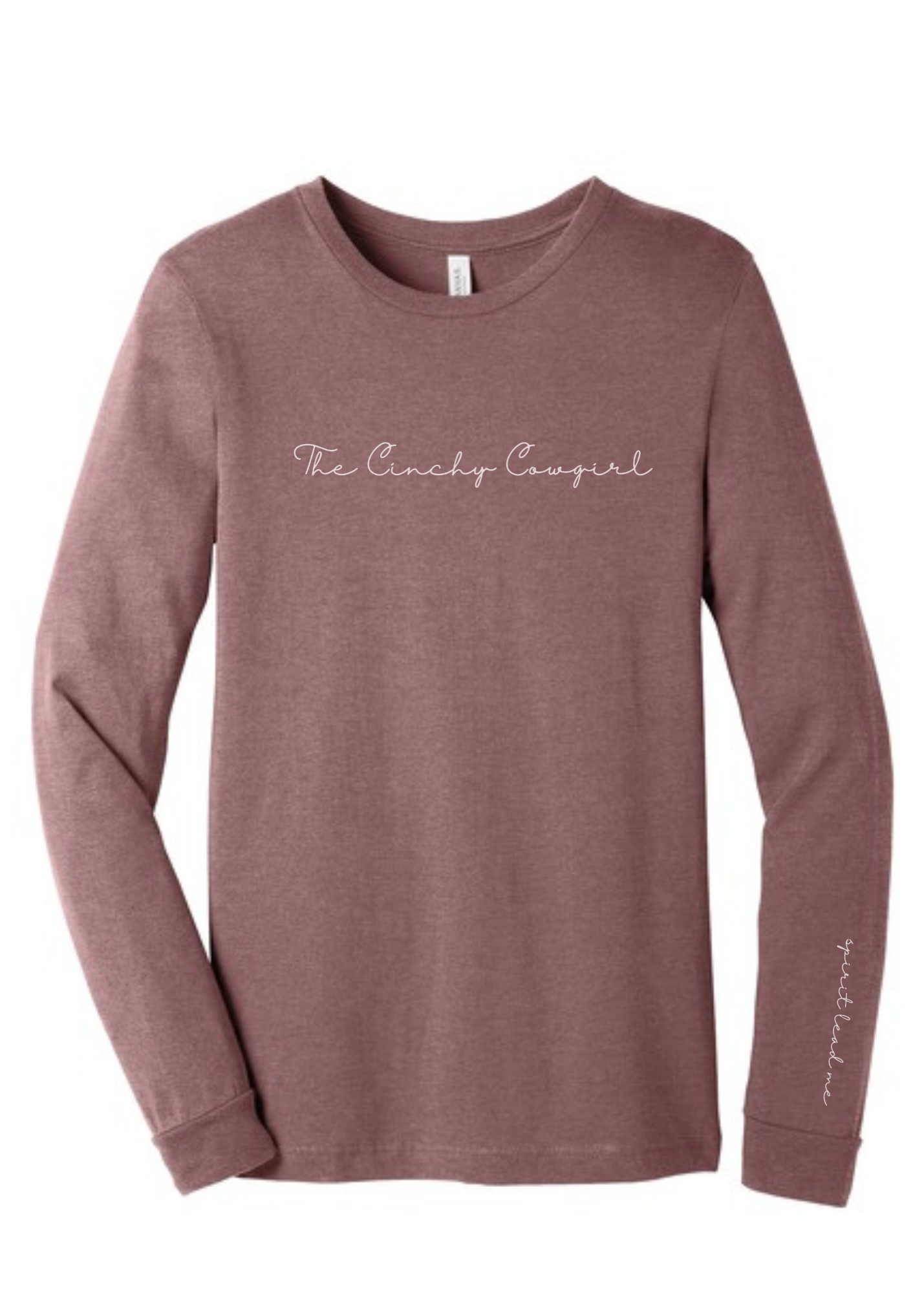 Spirit Lead Me Long Sleeve Graphic Tee graphic tee long sleeve The Cinchy Cowgirl Small Heather Mauve