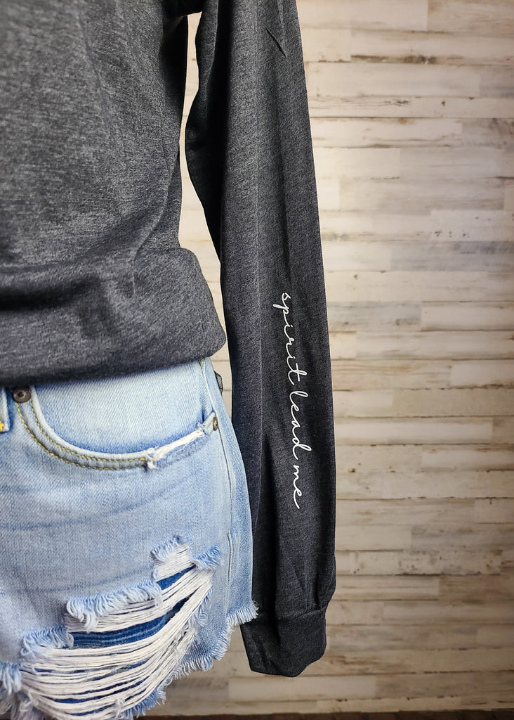 Dark Grey Spirit Lead Me Long Sleeve Graphic Tee graphic tee long sleeve The Cinchy Cowgirl