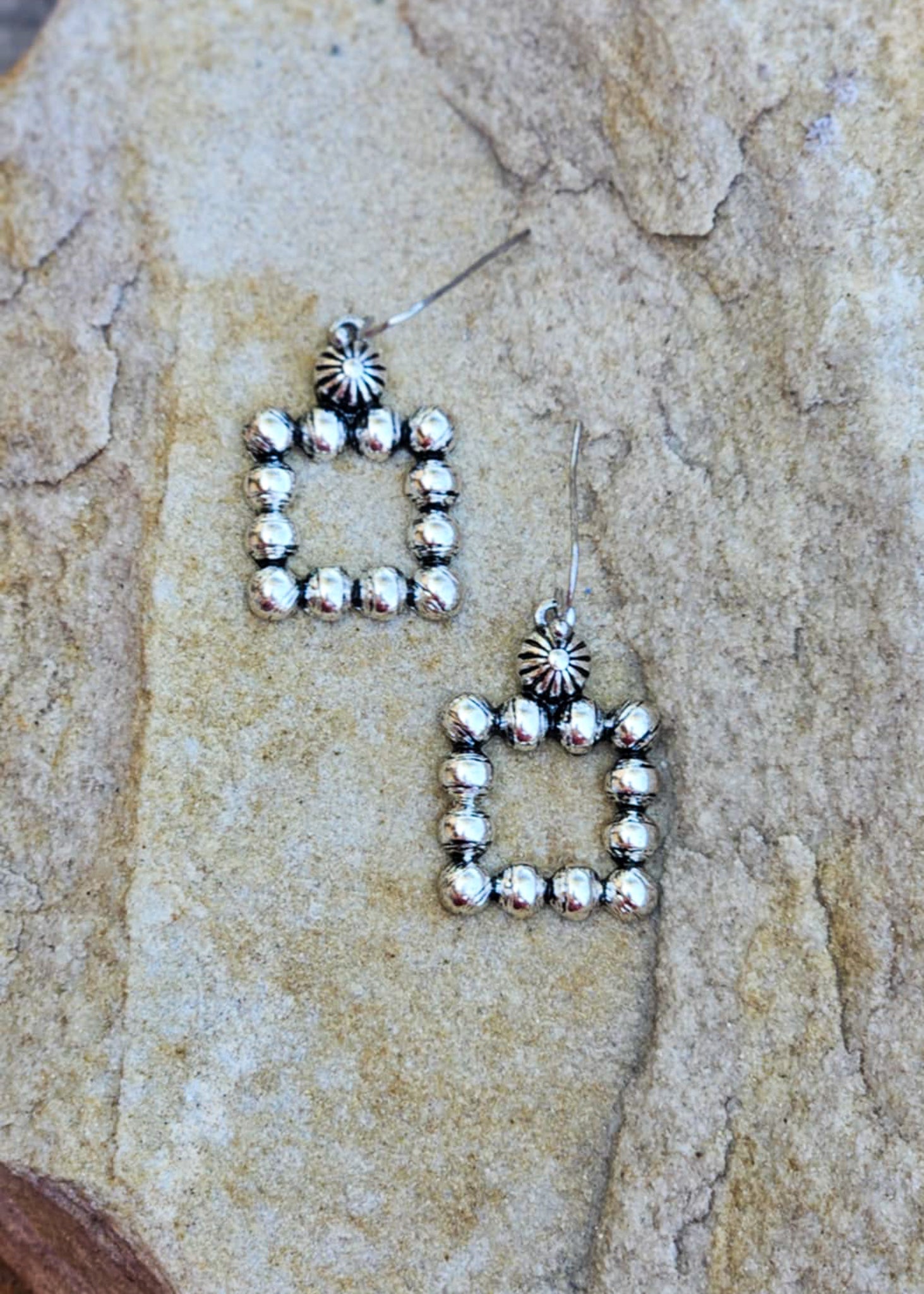 Square Textured Dangle Earrings Earrings Blue Tortoise