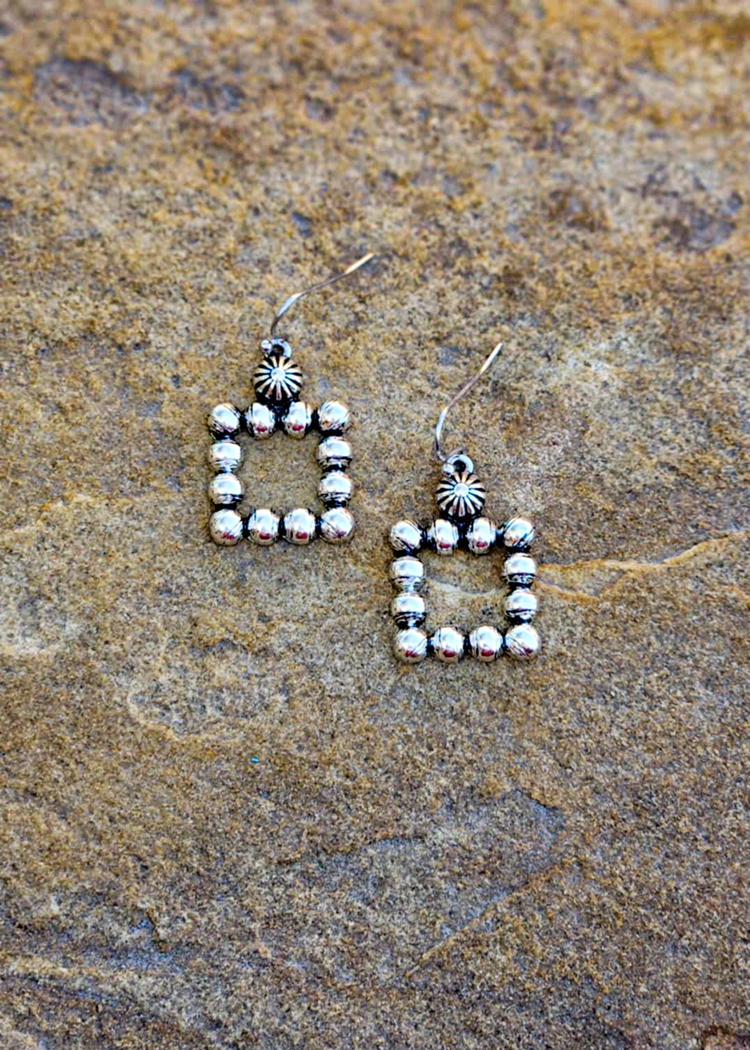 Square Textured Dangle Earrings Earrings Blue Tortoise