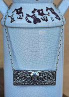 Steer Skull Metal Bar Necklace necklace Blue Tortoise