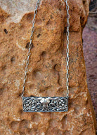 Steer Skull Metal Bar Necklace necklace Blue Tortoise