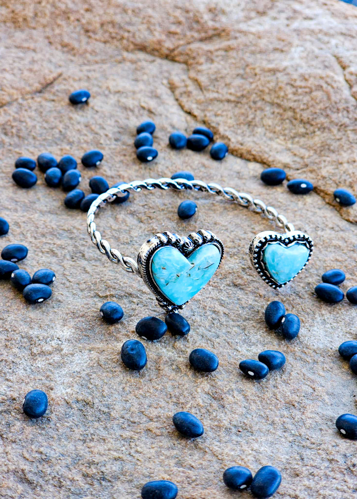 Stone Heart Cuff Bracelet Bracelets Blue Tortoise