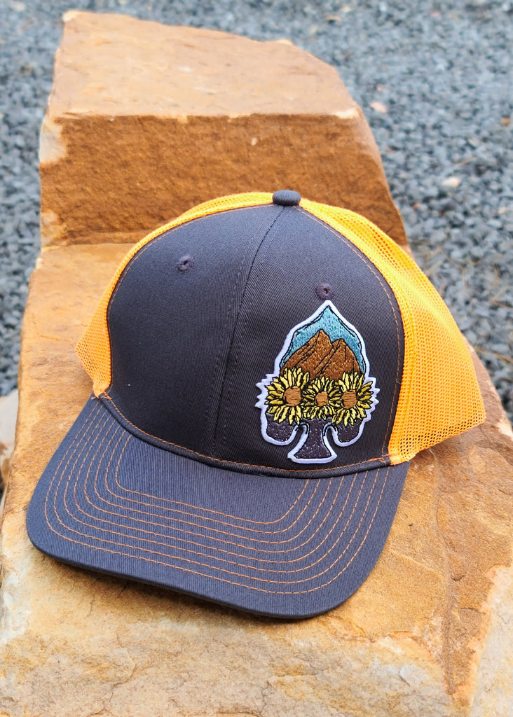 Sunflower Arrowhead Patch Trucker Hat patch trucker hat The Cinchy Cowgirl