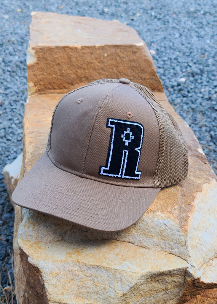 Tan Letter R Trucker Hat trucker cap The Cinchy Cowgirl