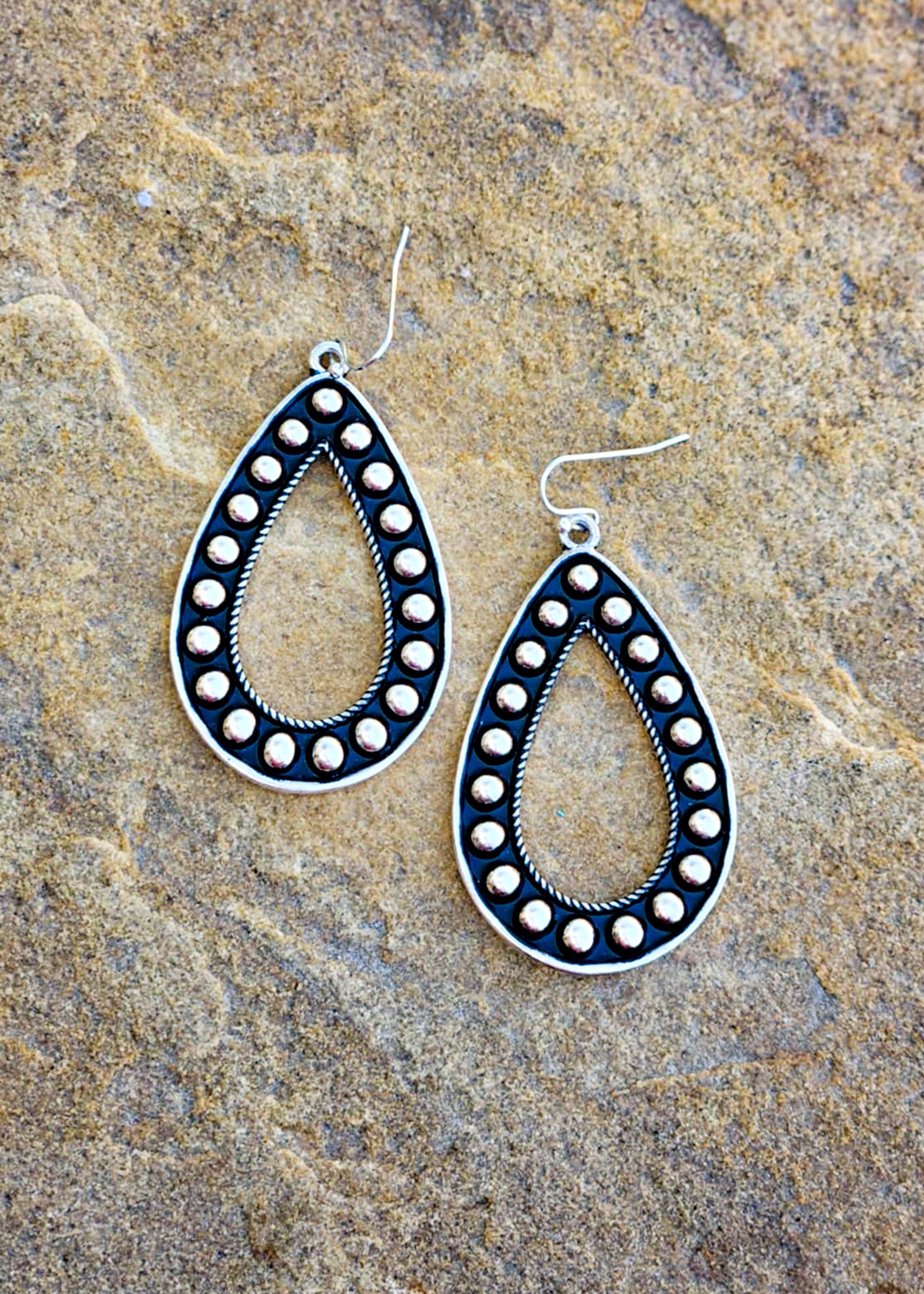Teardrop Metal Bubble Dangle Earrings Earrings Blue Tortoise