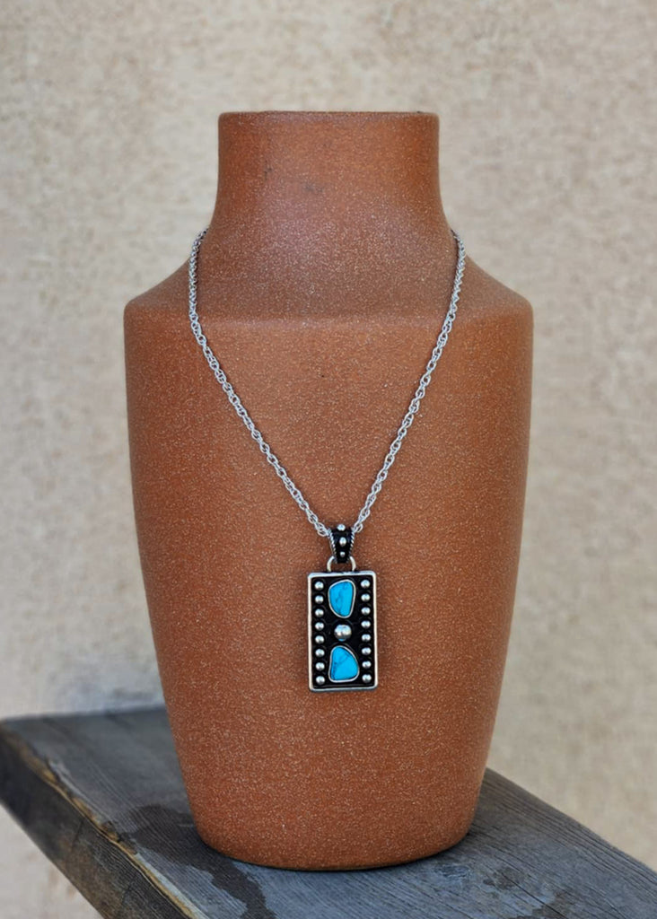 Turquoise And Black Background Stone Bar Necklace Necklace Blue Tortoise