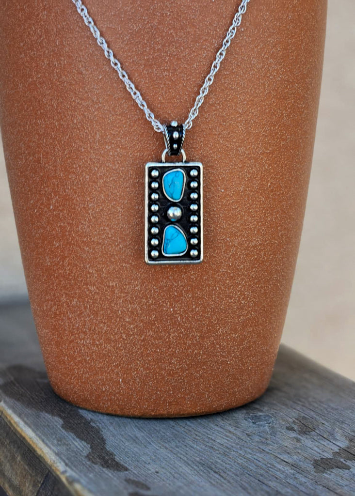 Turquoise And Black Background Stone Bar Necklace Necklace Blue Tortoise