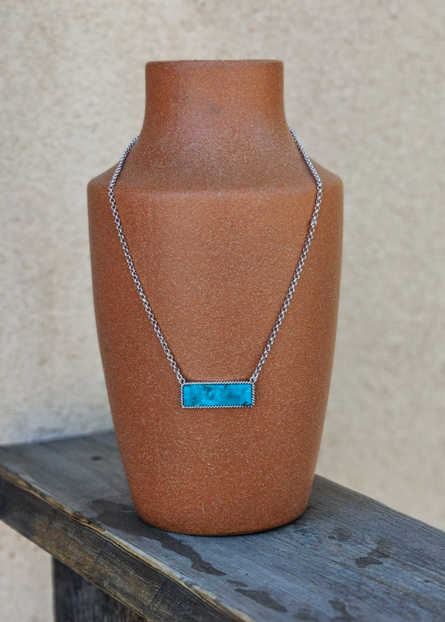 Turquoise Color Stone Bar Necklace