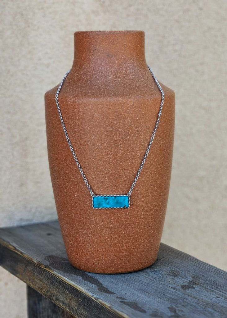 Turquoise Color Stone Bar Necklace Necklace Blue Tortoise