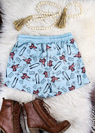 Turquoise Barrel Racer Drawstring Shorts drawstring shorts The Cinchy Cowgirl (YC)   