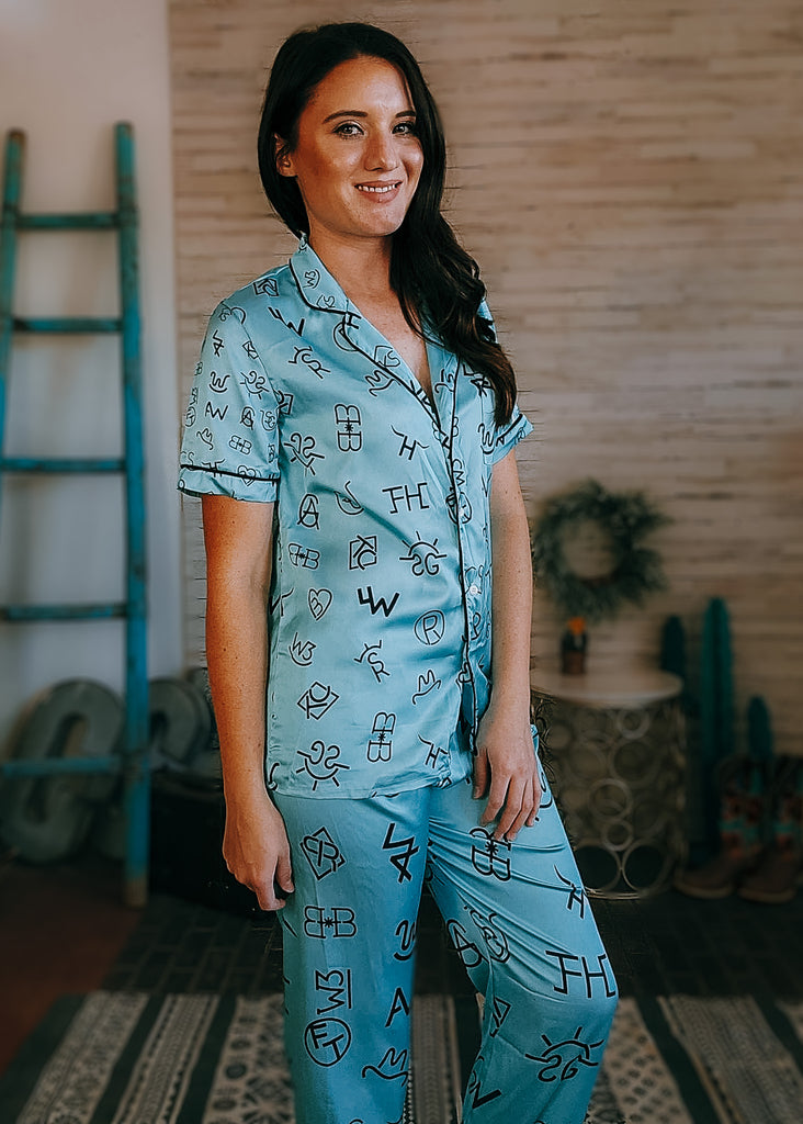 Turquoise Brands Silky Pajamas pajamas The Cinchy Cowgirl (YC)   