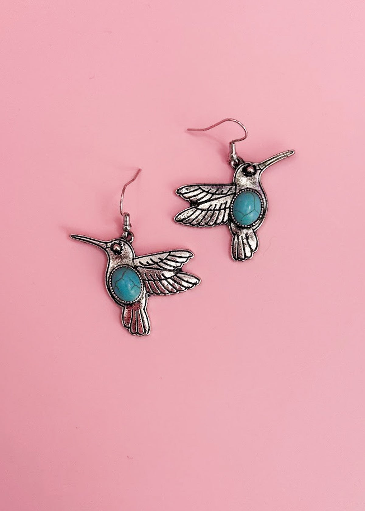 Turquoise Hummingbird Earrings Earrings The Cinchy Cowgirl (BT)