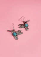 Turquoise Hummingbird Earrings Earrings The Cinchy Cowgirl (BT)