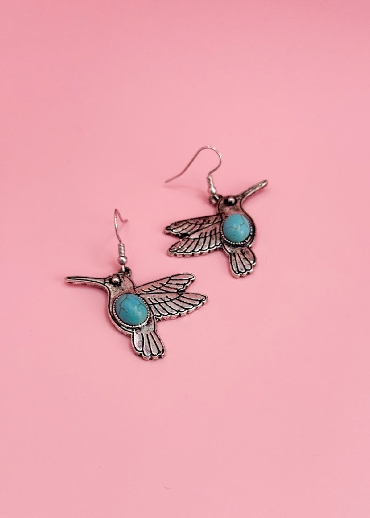 Turquoise Hummingbird Earrings Earrings The Cinchy Cowgirl (BT)