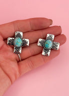 Turquoise Western Cross Earrings Earrings The Cinchy Cowgirl (BT)