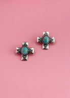 Turquoise Western Cross Earrings Earrings The Cinchy Cowgirl (BT)