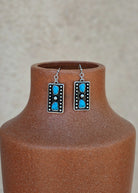Turquoise & Black Color Stone Dangle Earrings Earrings Blue Tortoise