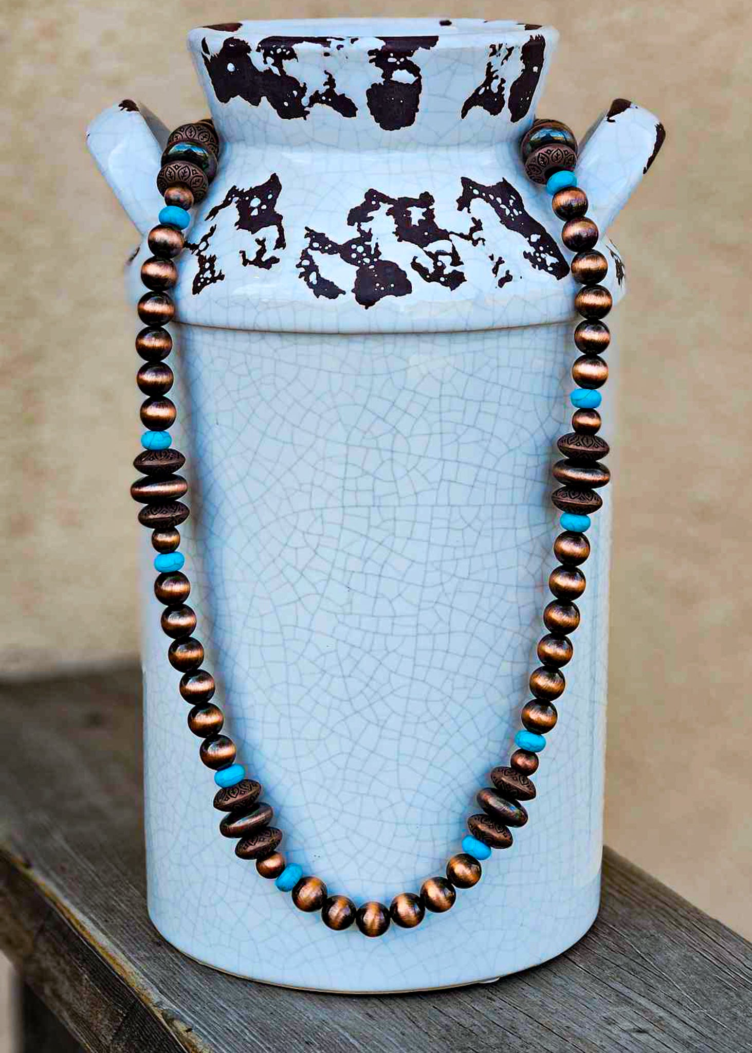 Copper Turquoise Color Beaded Necklace – The Cinchy Cowgirl