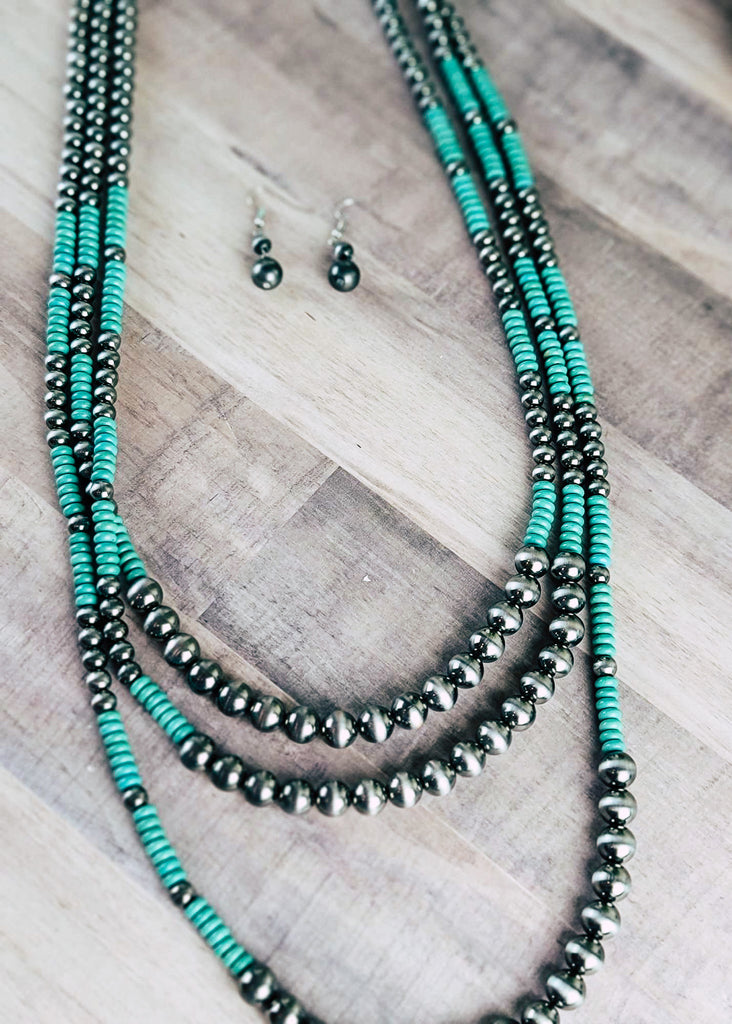 Turquoise & Silver Multi Layered Necklace