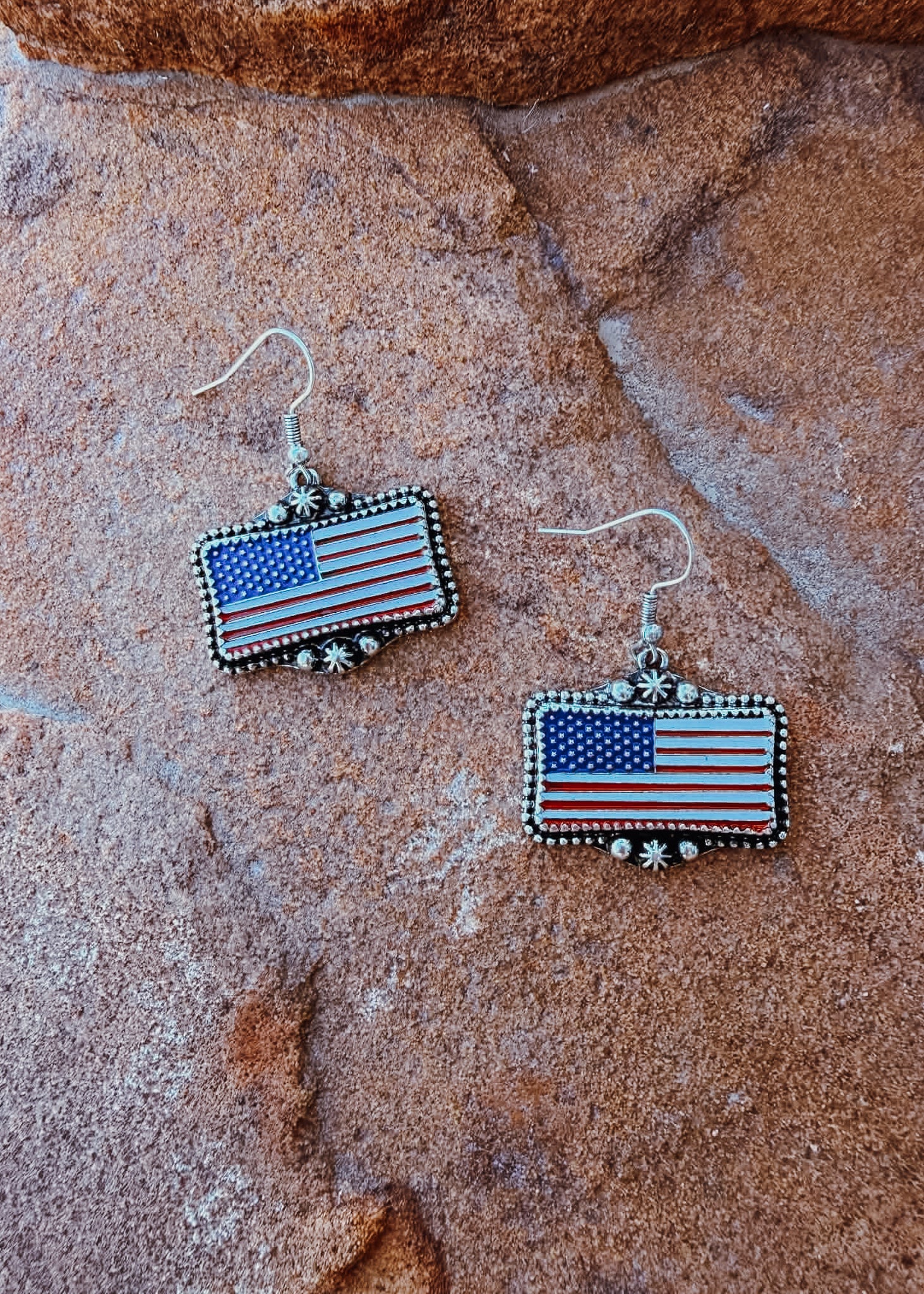 US Flag Dangle Earring Earrings Blue Tortoise