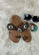 Western Concho Sandals in Brown Shoes Myra