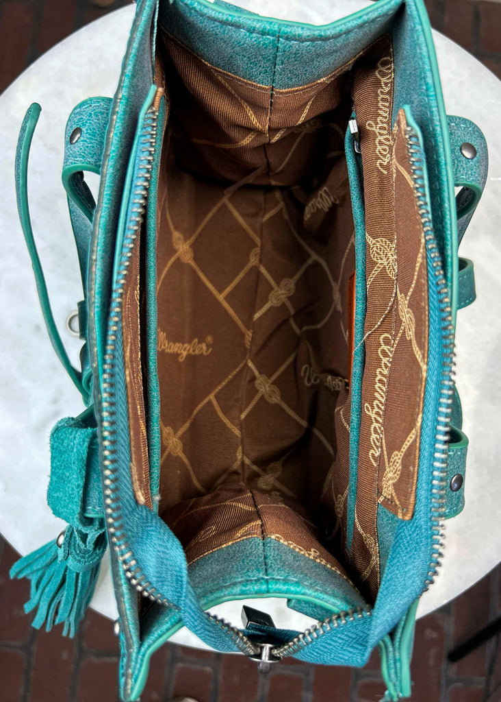 Turquoise Tooled Tote Crossbody Handbag Crossbody Handbag Montana West