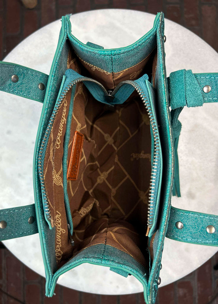Turquoise Tooled Tote Crossbody Handbag Crossbody Handbag Montana West