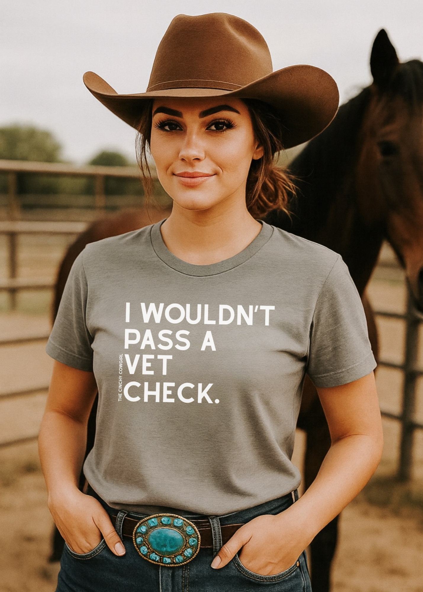 I Wouldn't Pass A Vet Check Short Sleeve Tee T-Shirt The Cinchy Cowgirl - Print