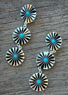 Western Concho Drop Stud Earrings Earrings Blue Tortoise