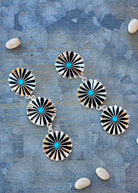 Western Concho Drop Stud Earrings Earrings Blue Tortoise