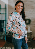 Western Disco Hoodie Women's Pullover Hoodie With Drawstring The Cinchy Cowgirl (YC) S  