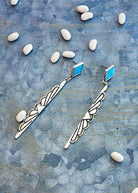 Western Fan Shape Concho Stud Earrings Earrings Blue Tortoise