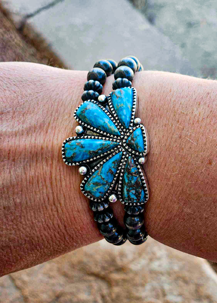 Turquoise Colored Stone Stretch Bracelet Bracelets Blue Tortoise